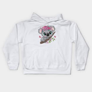 Cute Koala bear on a branch Kids Hoodie